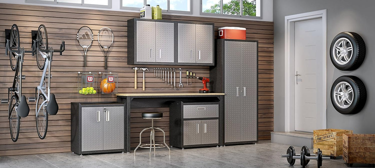 Fortress Standing Cabinet Storage, Black/Gray