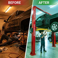 12000 Lbs Extra Height 167Inch 2 Post Lift Two Post Car Lift AK-M120 Auto Lift Car Lift Hoist 2 Post Car Lift (Extra Height, Red) — Before & After