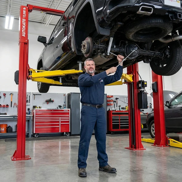 Two Post Car Lift Engineered for Professional Service, 12,000 lb Capacity, 167 Inch Height, Dual Hydraulic